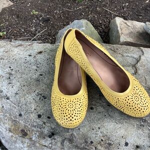 Vionic Yellow Perforated Ballet Flats